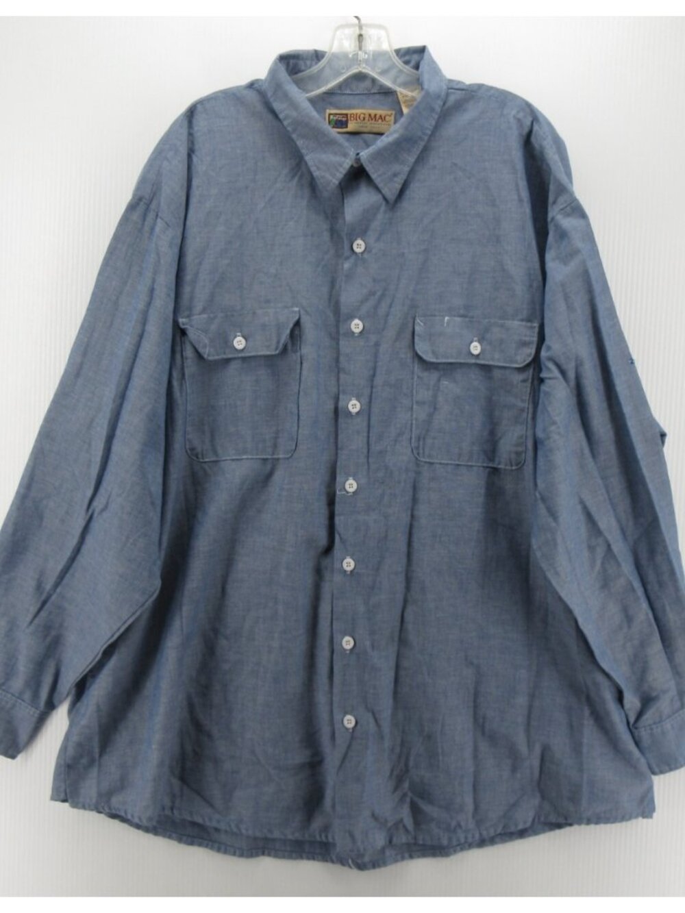 VINTAGE Big Mac Shirt 19-19 1/2 JC Penney Chambray Workwear 90s USA *